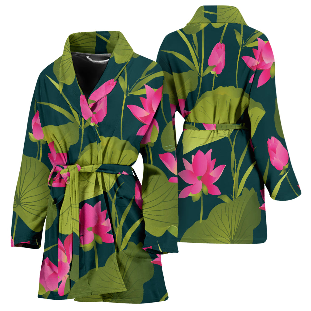 Water Lily Pattern Print Design WL09 Women Bathrobe