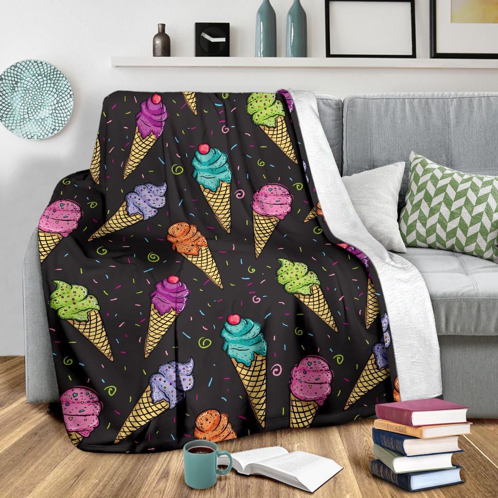 Ice Cream Pattern Print Design IC06 Fleece Blanket