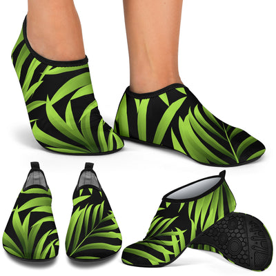 Green Neon Tropical Palm Leaves Aqua Water Shoes