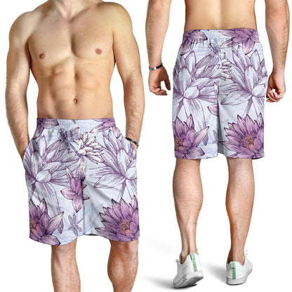 Water Lily Pattern Print Design WL01 Mens Shorts