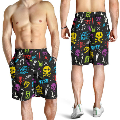 Rock and Roll Pattern Print Design A02 Mens Shorts