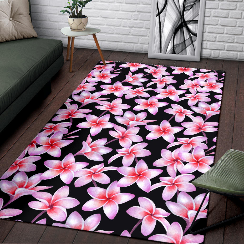 Pink Plumeria Pattern Print Design PM09 Area Rugs