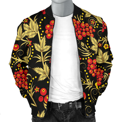 Cranberry Pattern Print Design CB02 Men Bomber Jacket