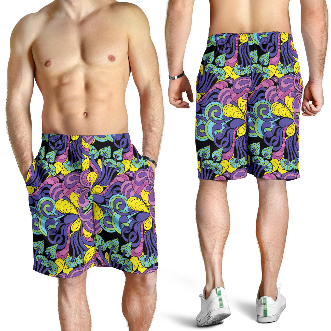 Psychedelic Pattern Print Design A04 Mens Shorts