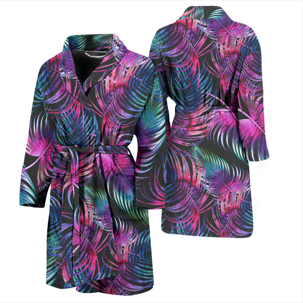 Palm Leaves Pattern Print Design PL010 Men Bathrobe