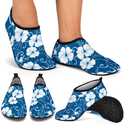 Hibiscus Pattern Print Design HB03 Aqua Water Shoes