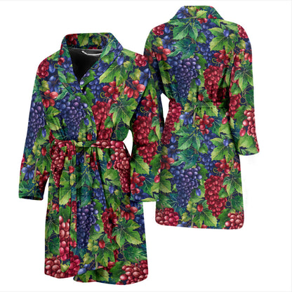 Grape Pattern Print Design GP02 Men Bathrobe