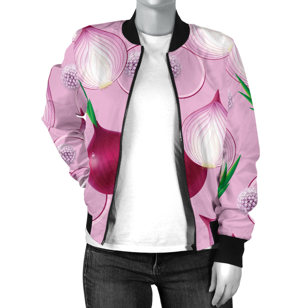 Onion Pattern Print Design A01 Women's Bomber Jacket