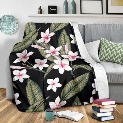 Plumeria Pattern Print Design PM021 Fleece Blanket