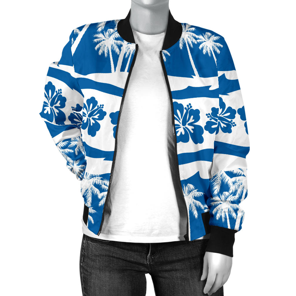 Hawaiian Themed Pattern Print Design H021 Women Bomber Jacket
