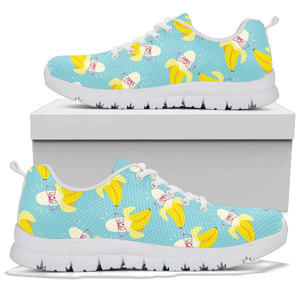 Banana Pattern Print Design BA07 Sneakers White Bottom Shoes