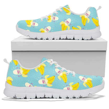 Banana Pattern Print Design BA07 Sneakers White Bottom Shoes