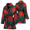 Poinsettia Pattern Print Design POT07 Women Bathrobe