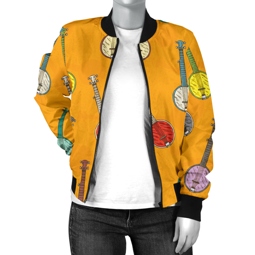 Banjo Pattern Print Design 02 Women's Bomber Jacket
