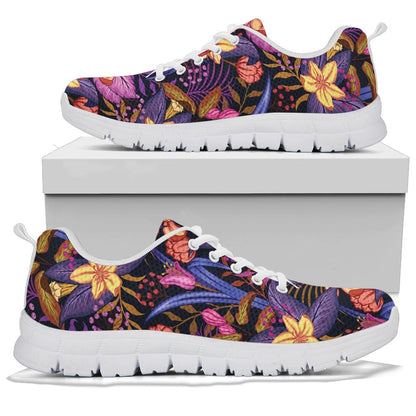 Lily Pattern Print Design LY016 Sneakers White Bottom Shoes