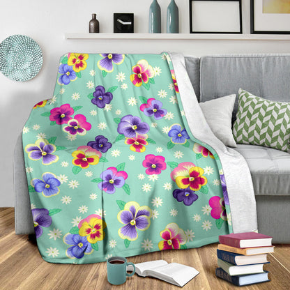 Pansy Pattern Print Design PS08 Fleece Blanket