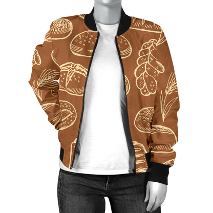 Bread Pattern Print Design 03 Women's Bomber Jacket