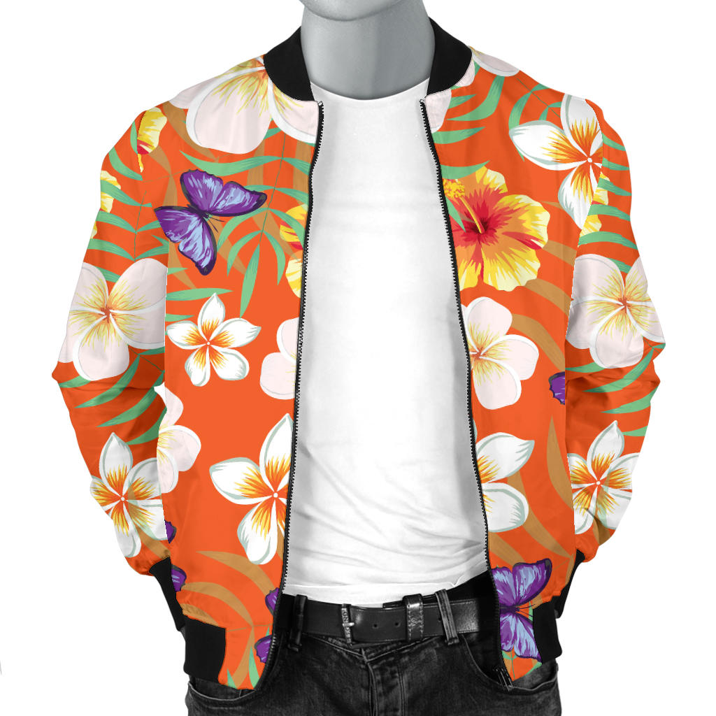 Tropical Flower Pattern Print Design TF027 Men Bomber Jacket