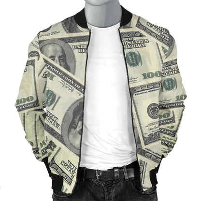 Dollar Pattern Print Design DO02 Men Bomber Jacket