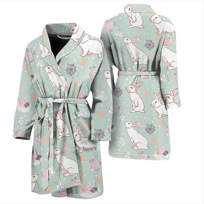 Rabbit Pattern Print Design RB011 Men Bathrobe