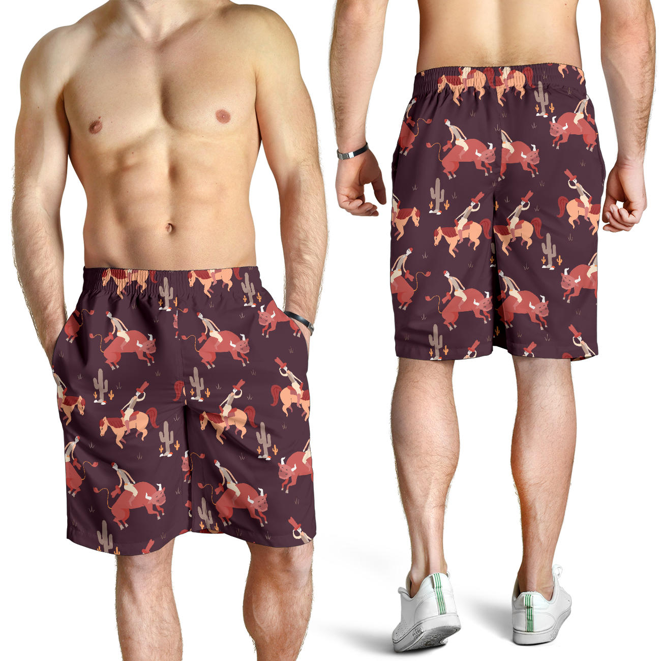 Rodeo Pattern Print Design A01 Mens Shorts