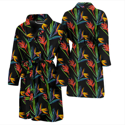 Heliconia Pattern Print Design HL04 Men Bathrobe