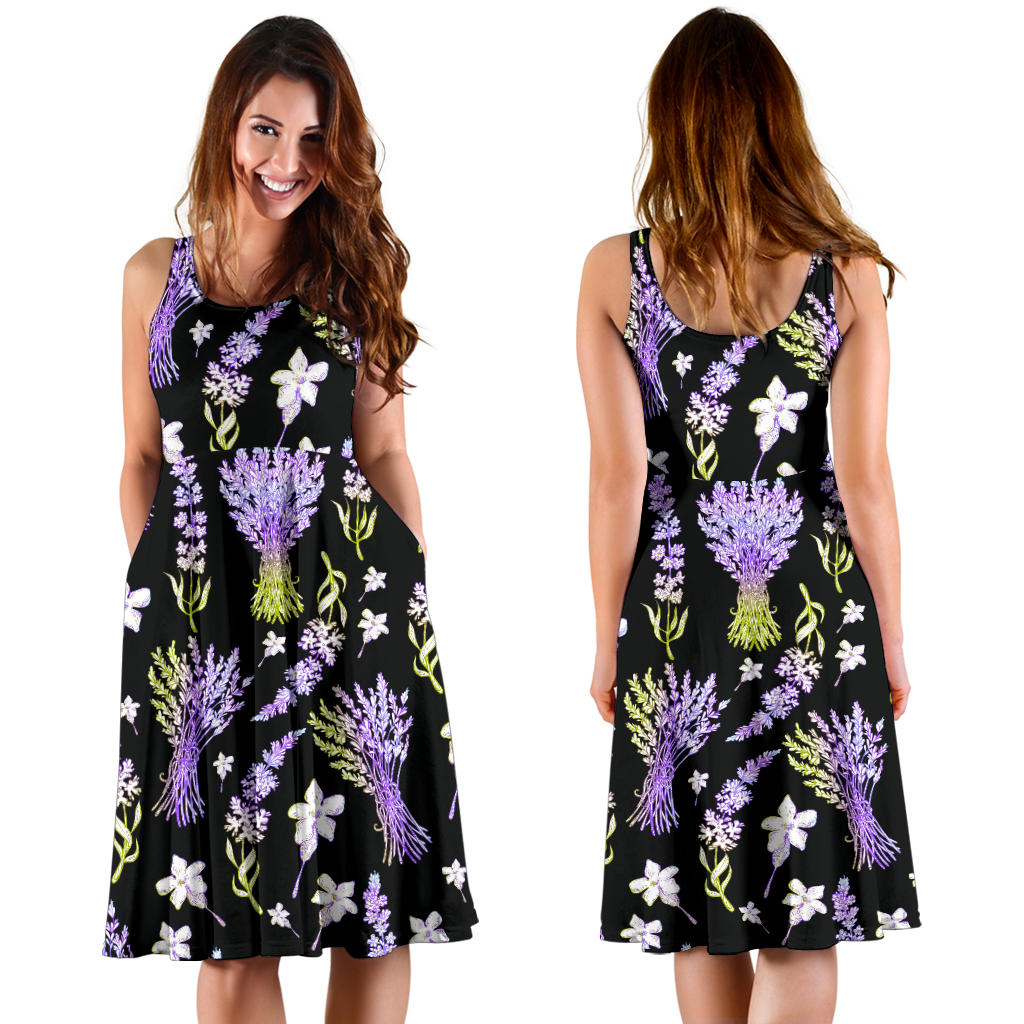 Lavender Pattern Print Design LV02 Midi Dress