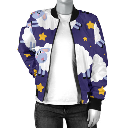 Sheep Pattern Print Design 03 Women's Bomber Jacket