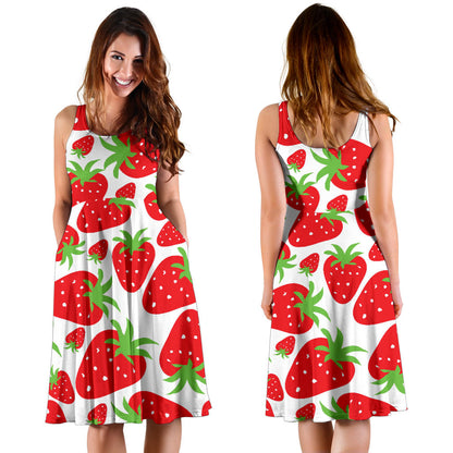 Strawberry Pattern Print Design SB01 Midi Dress