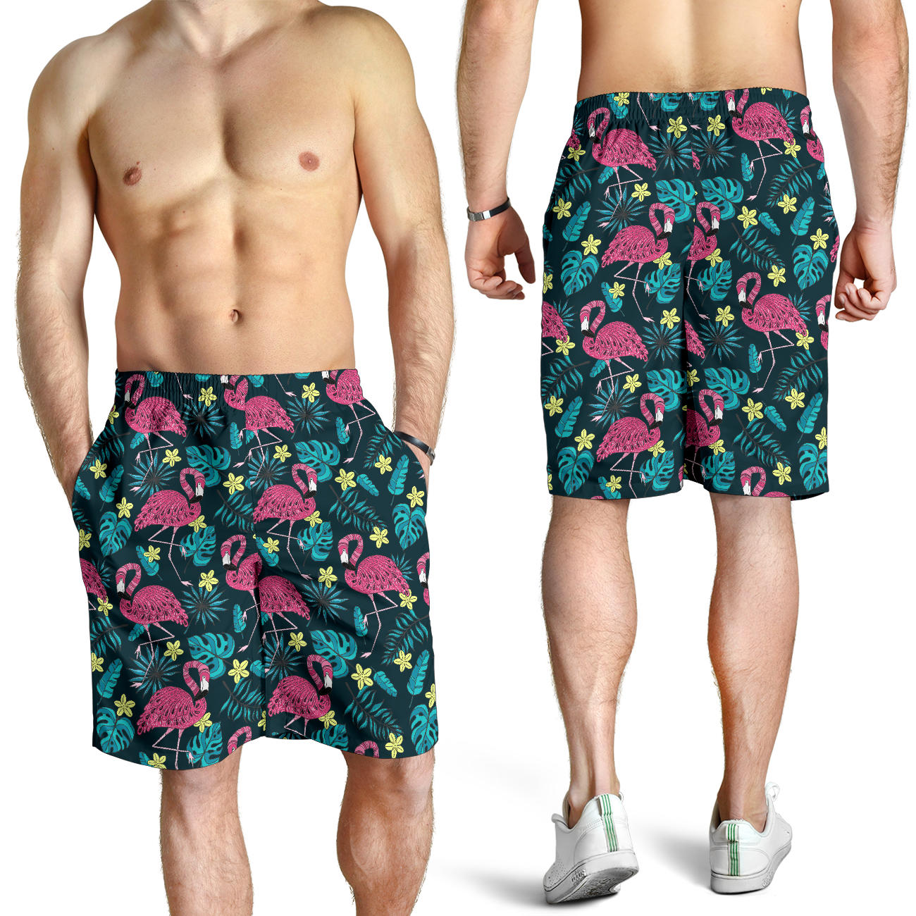 Flamingo Print Pattern Mens Shorts