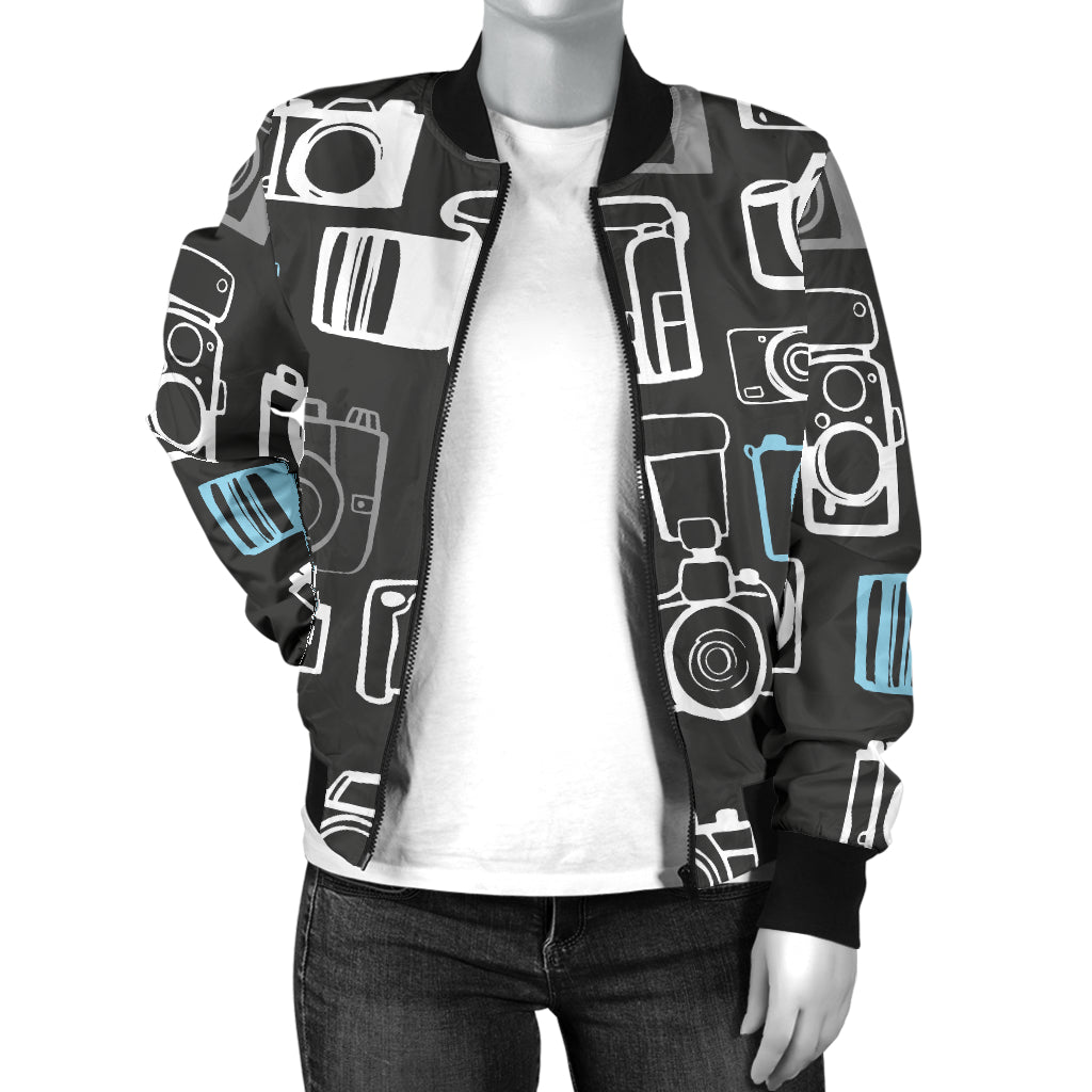 Camera Pattern Print Design 04 Women's Bomber Jacket
