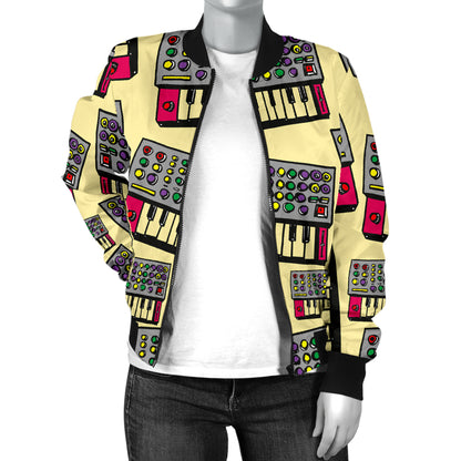 Synthesizer Pattern Print Design 01 Women's Bomber Jacket