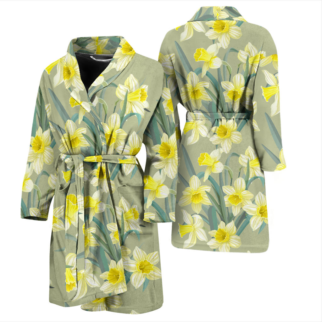 Daffodils Pattern Print Design DF01 Men Bathrobe