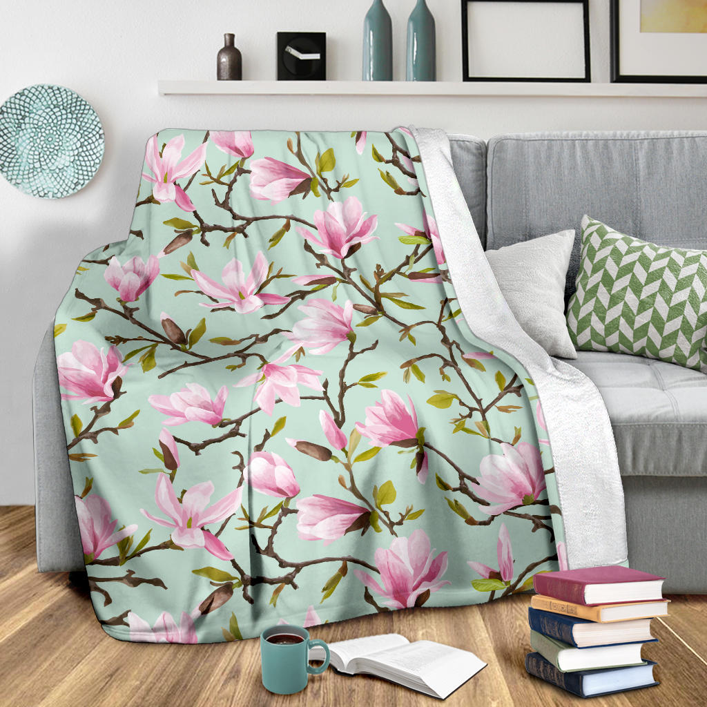 Magnolia Pattern Print Design MAG04 Fleece Blanket