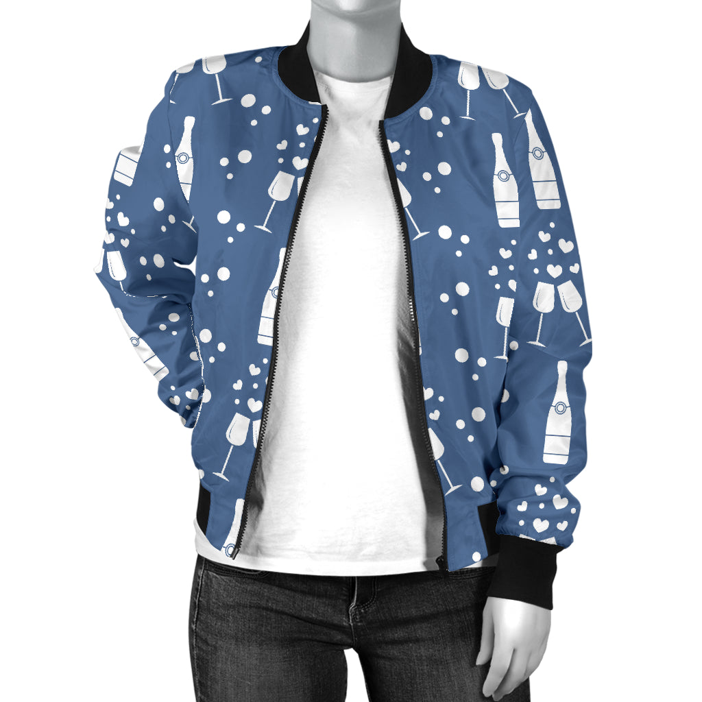 Champagne Pattern Print Design 05 Women's Bomber Jacket