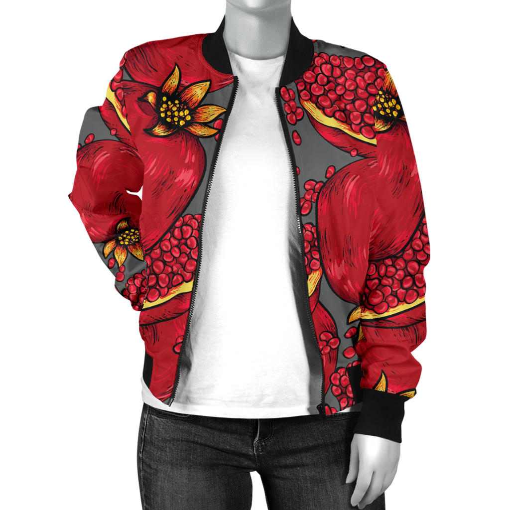 Pomegranate Pattern Print Design PG05 Women Bomber Jacket
