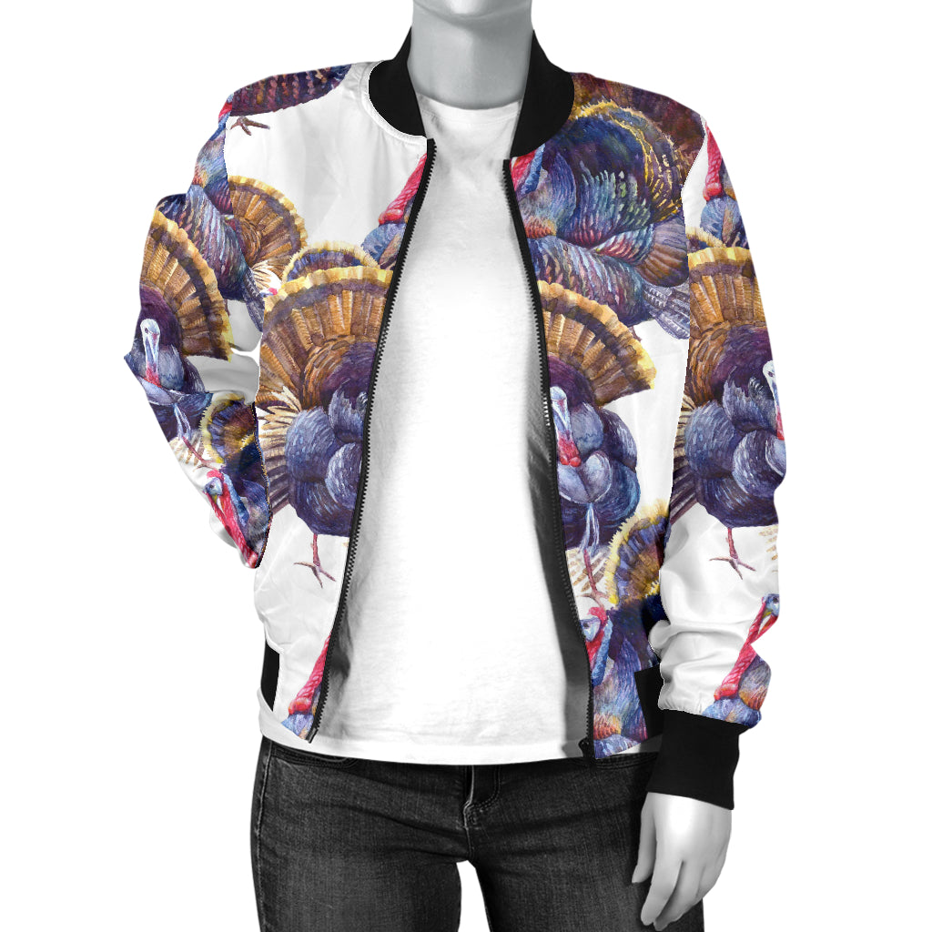 Turkey Pattern Print Design 01 Women's Bomber Jacket