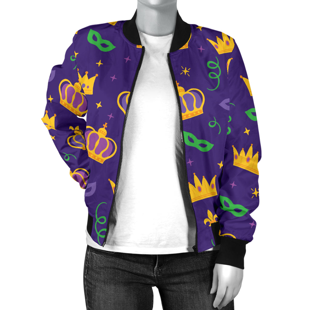 Mardi Gras Pattern Print Design 03 Women's Bomber Jacket