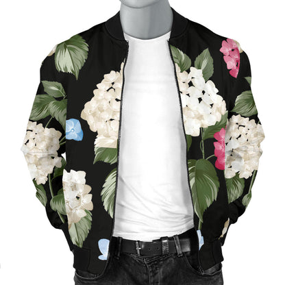 Hydrangea Pattern Print Design HD09 Men Bomber Jacket
