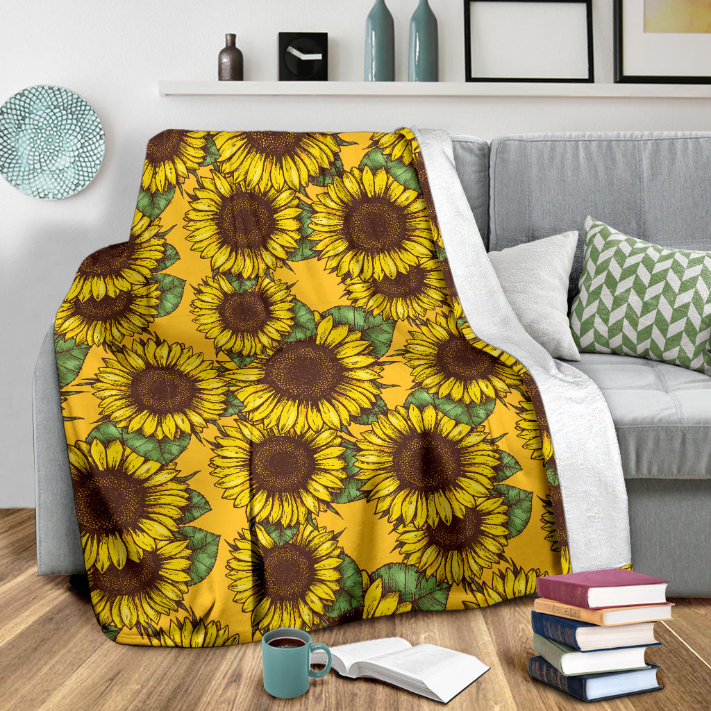 Sunflower Pattern Print Design SF04 Fleece Blanket