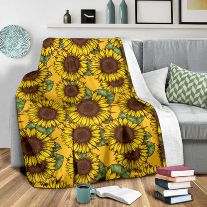 Sunflower Pattern Print Design SF04 Fleece Blanket