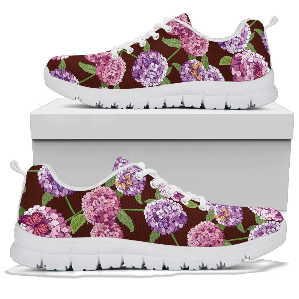 Hydrangea Pattern Print Design HD08 Sneakers White Bottom Shoes
