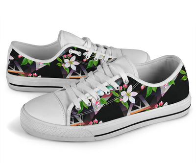 Apple blossom Pattern Print Design AB07 White Bottom Low Top Shoes