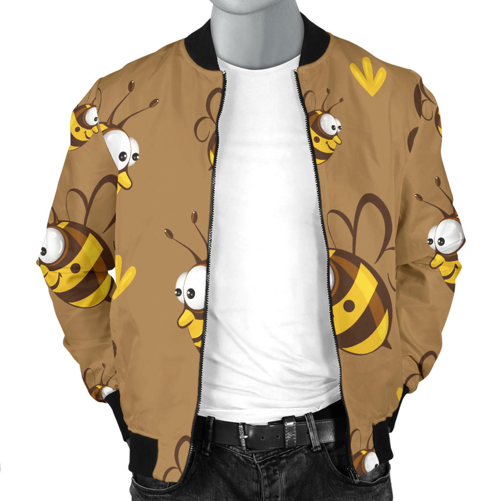 Bee Pattern Print Design BEE09 Men Bomber Jacket