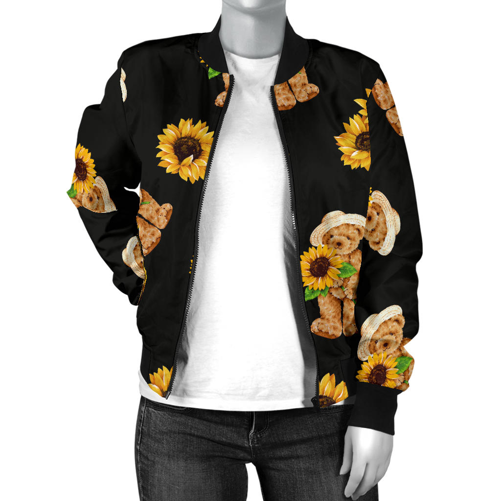 Sunflower Pattern Print Design SF016 Women Bomber Jacket