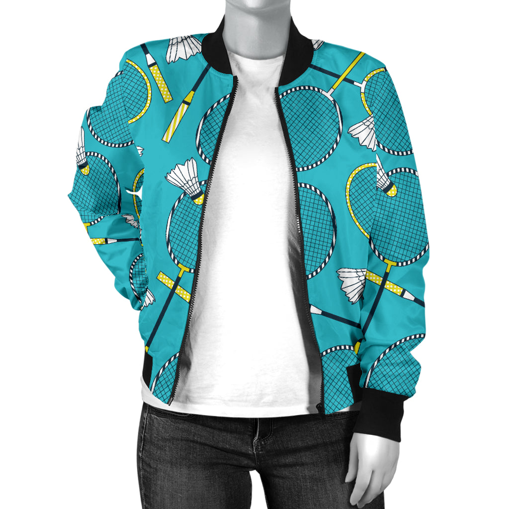 Badminton Pattern Print Design 06 Women's Bomber Jacket