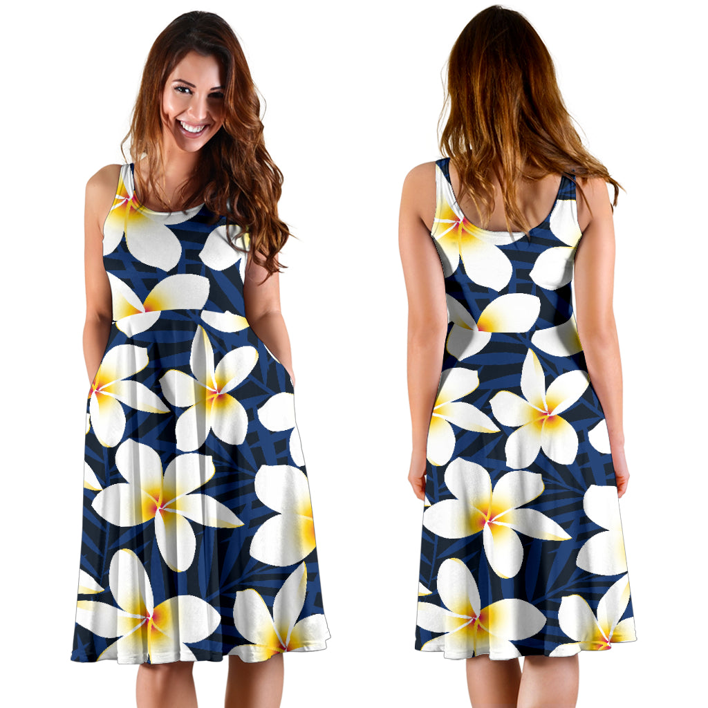 Plumeria Pattern Print Design PM026 Midi Dress