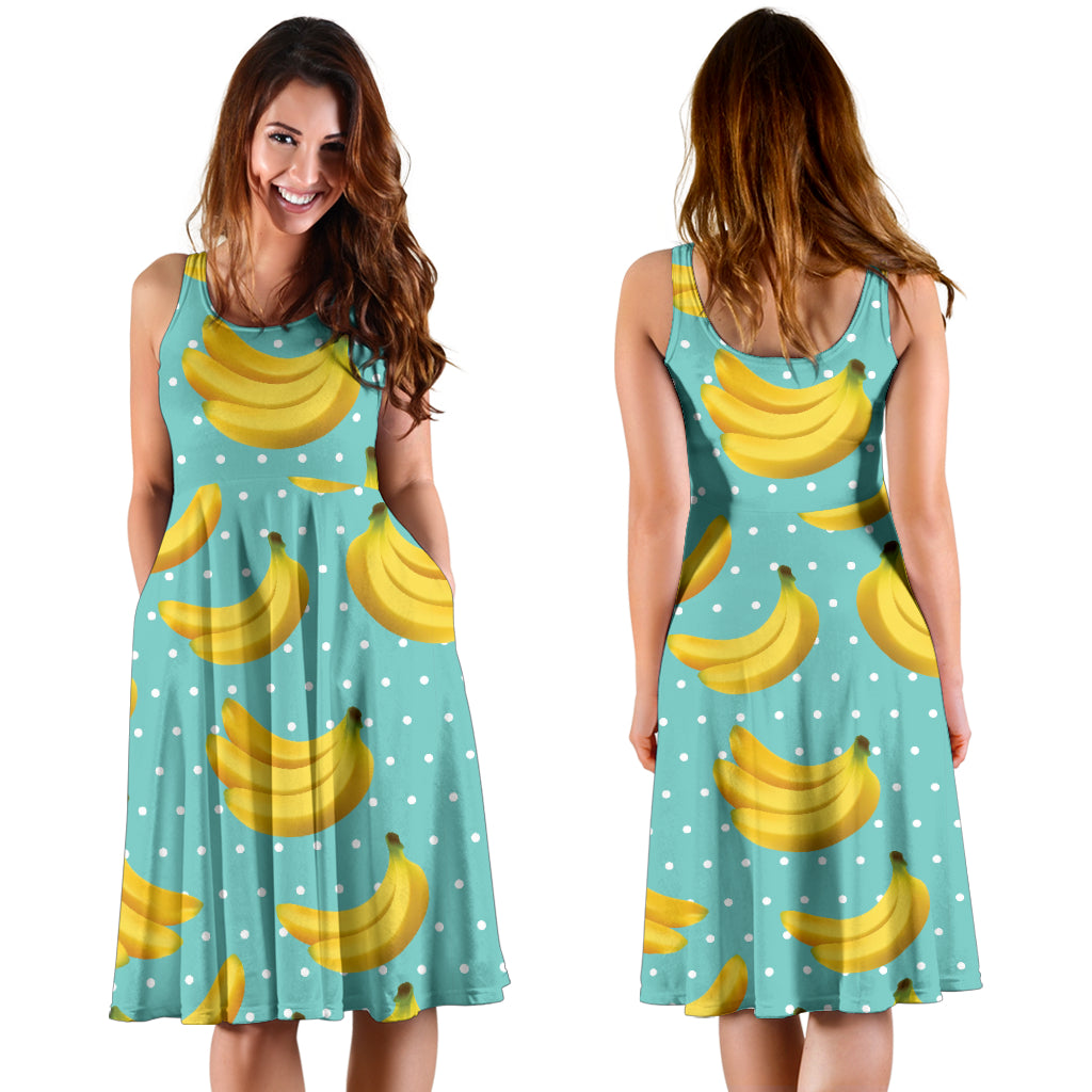 Banana Pattern Print Design BA02 Midi Dress
