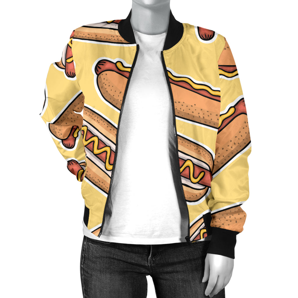 Hot Dog Pattern Print Design 01 Women's Bomber Jacket