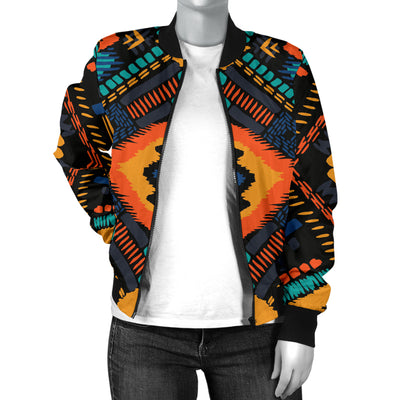 Kente Pattern Print Design 04 Women's Bomber Jacket